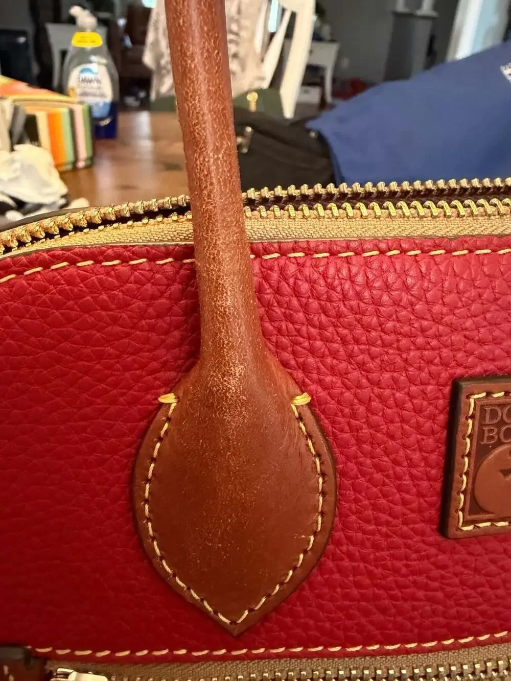 Dooney & Bourke Pebble Grain Domed Satchel in Red